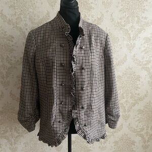 Cleo Checkered Military Style Blazer With Raffle Accents